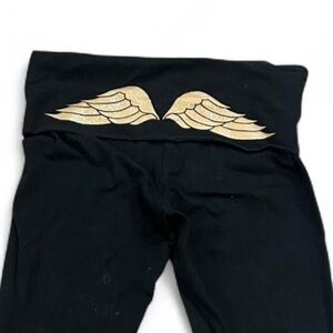 Victoria’s Secret Black Leggings with Gold Wing Detail